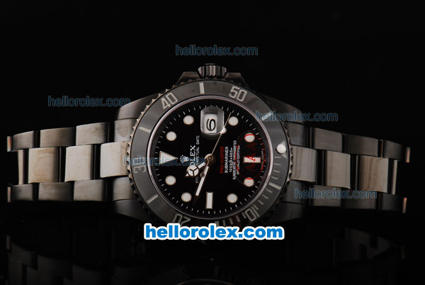 Rolex Submariner Pro-Hunter Swiss ETA 2836 Automatic Movement PVD Case with Black Dial-White Markers and PVD Strap - Click Image to Close